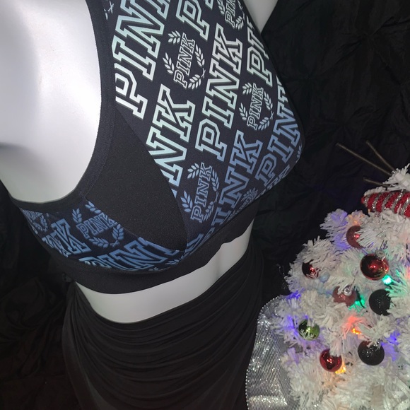 Pink Victoria Secret Ultimate Sports Blue Ombre Bra High-Neck Unlined Sports NWT - Picture 9 of 11